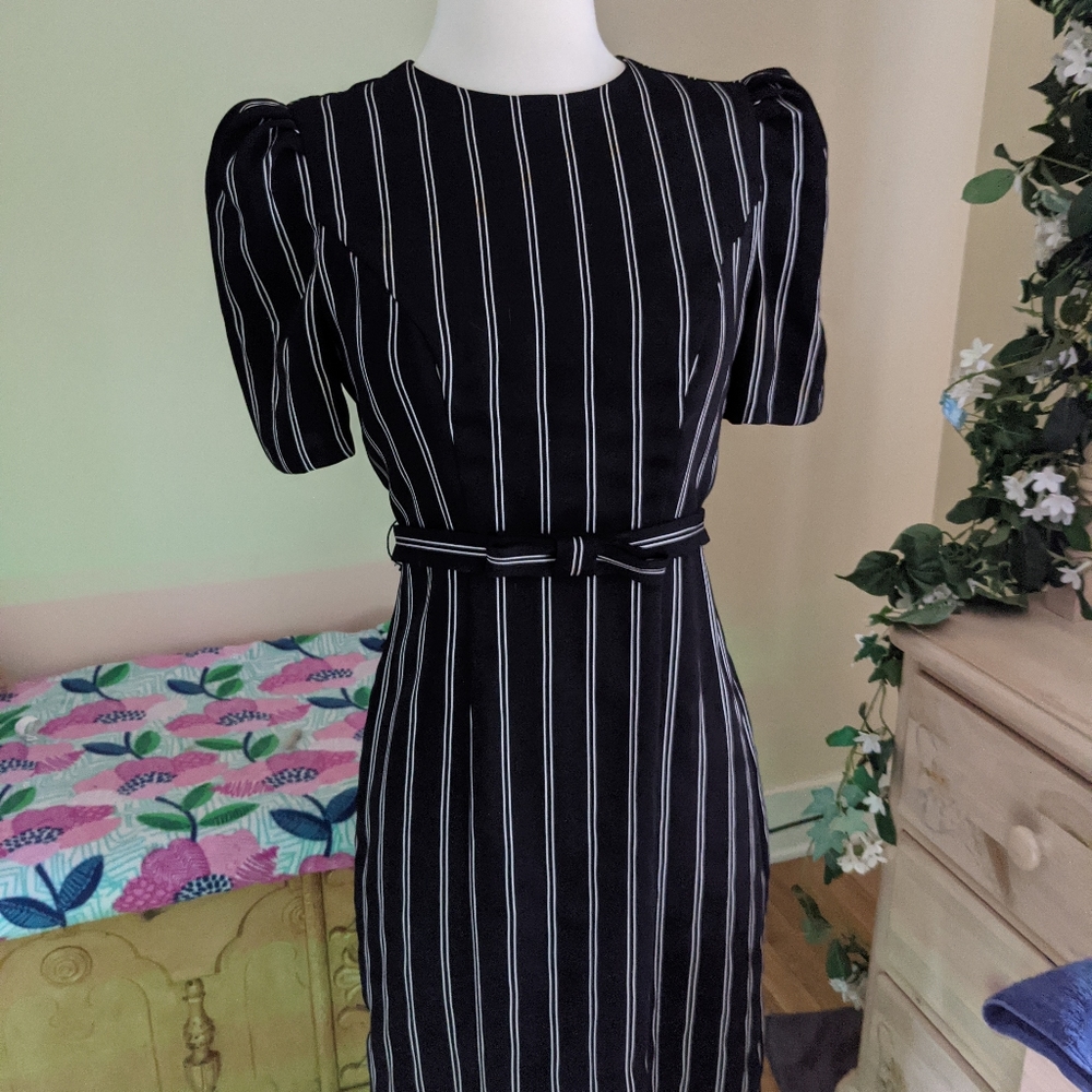 EXPRESS Pinstripe Belted Dress